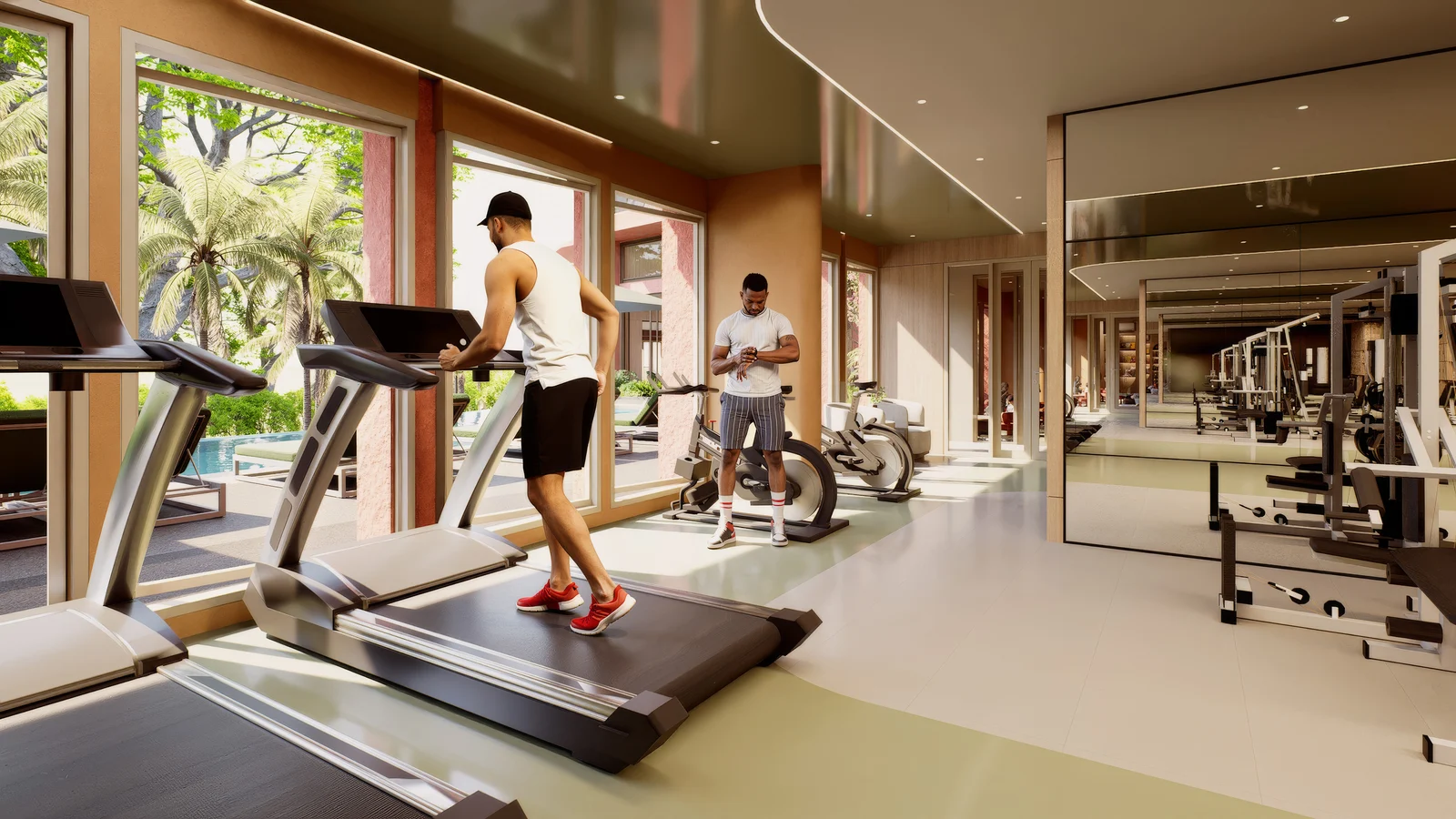 Fitness centre overlooking the pool